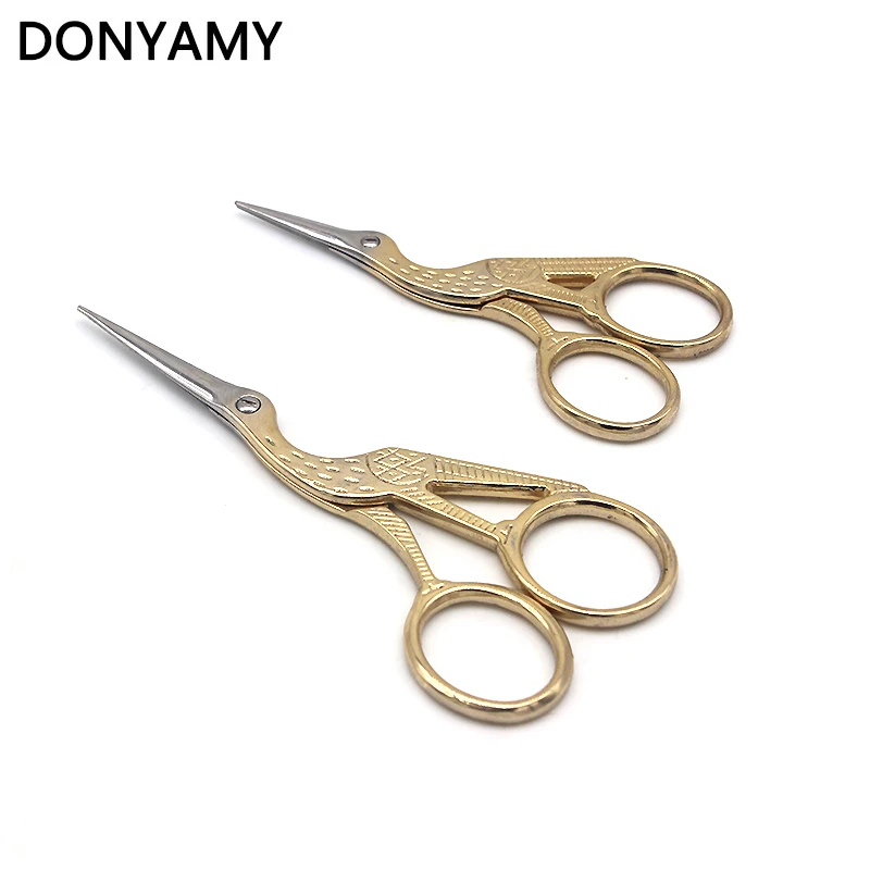 Gold Plated High Steel Tailor's Scissors, Heron Egret, Fabric Sewing Craft, Household DIY, 2Pcs