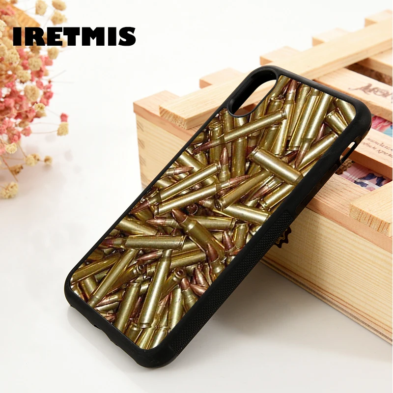 Iretmis 5 5S SE 6 6S Soft TPU Silicone  phone case cover for iPhone 7 8 plus X Xs 11 Pro Max XR Bullets - Rifle Gun Weapon