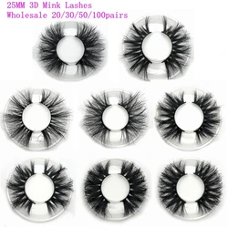 Mikiwi 25mm Mink Eyelashes 20/30/50 Wholesale 3D Mink Lashes round case custom packaging Label Makeup Dramatic Long Mink Lashes