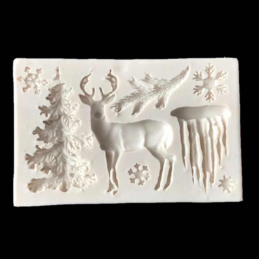 Aouke Christmas Elk Shaped Silicone Mold DIY Epoxy Christmas Series Cake Baking Decoration Chocolate Mold Elk Silicone Mold