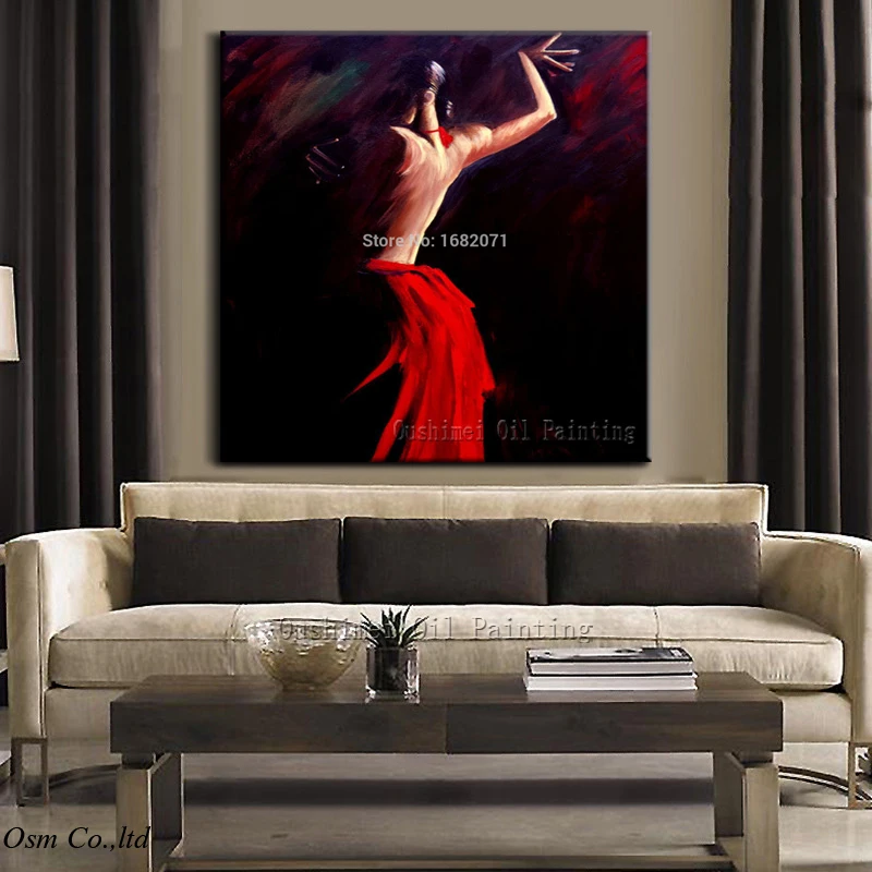 China Top Rank Artist Handpainted High Quality Sexy Spanish Dancer Oil Painting On Canvas Flamenco Dancer Oil Painting