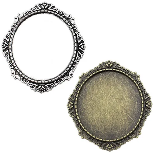 

Fit 30mm Antique Silver Bronze Cameo/Glass/Cabochon Frame bezel Settings,Brooch,DIY Accessory Base Charm 3pcs/lot K04631