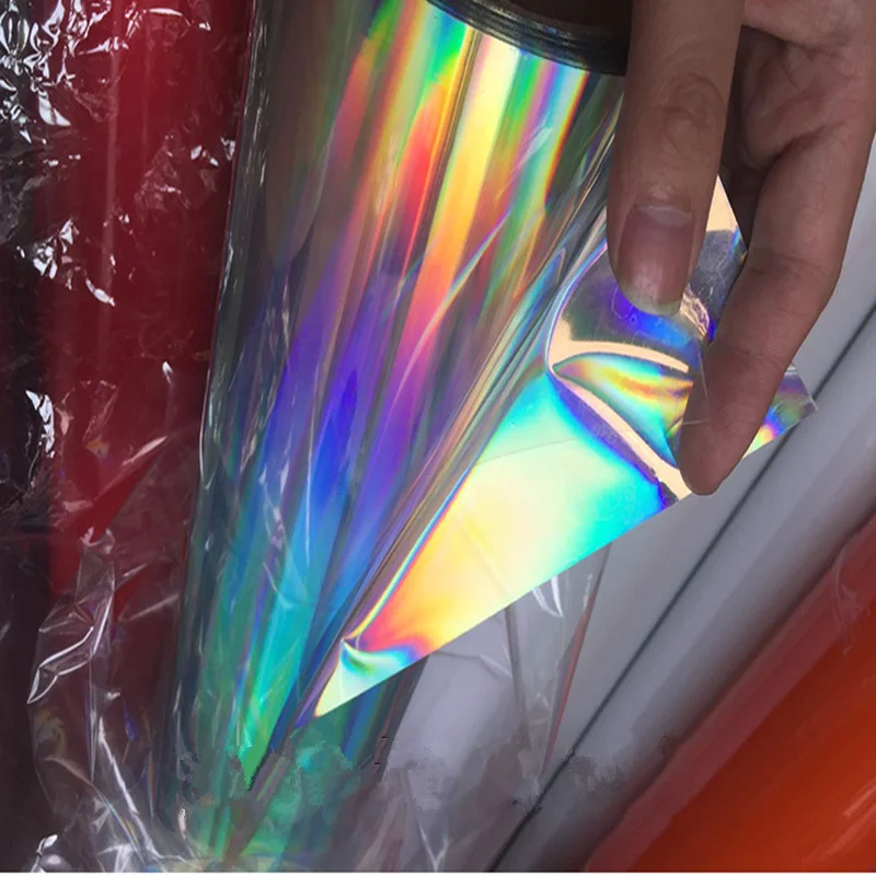 HOHOFILM 50cm*30cm Holographic Adhesive Craft Vinyl faux artificial Synthetic For CAR Cup Wall Stickers 20''x12''