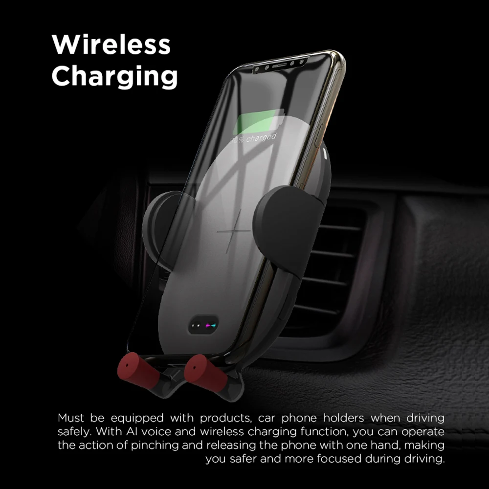 

DuraPro Qi Car Wireless Charger For iPhone Xs Xr X Samsung S10 S9 Intelligent Infrared Fast Wirless Charging PhoneCar Holder