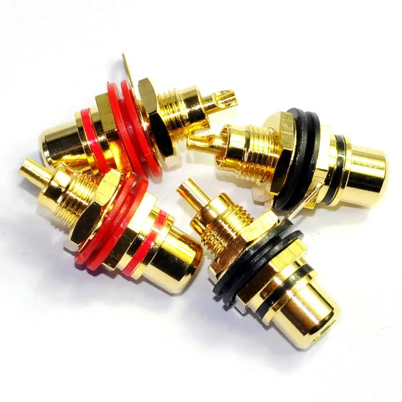 

Wholesale and retail 20pc GOLD RCA Terminal Jack Female Chassis Connector Audio Amplifier sockets free shipping