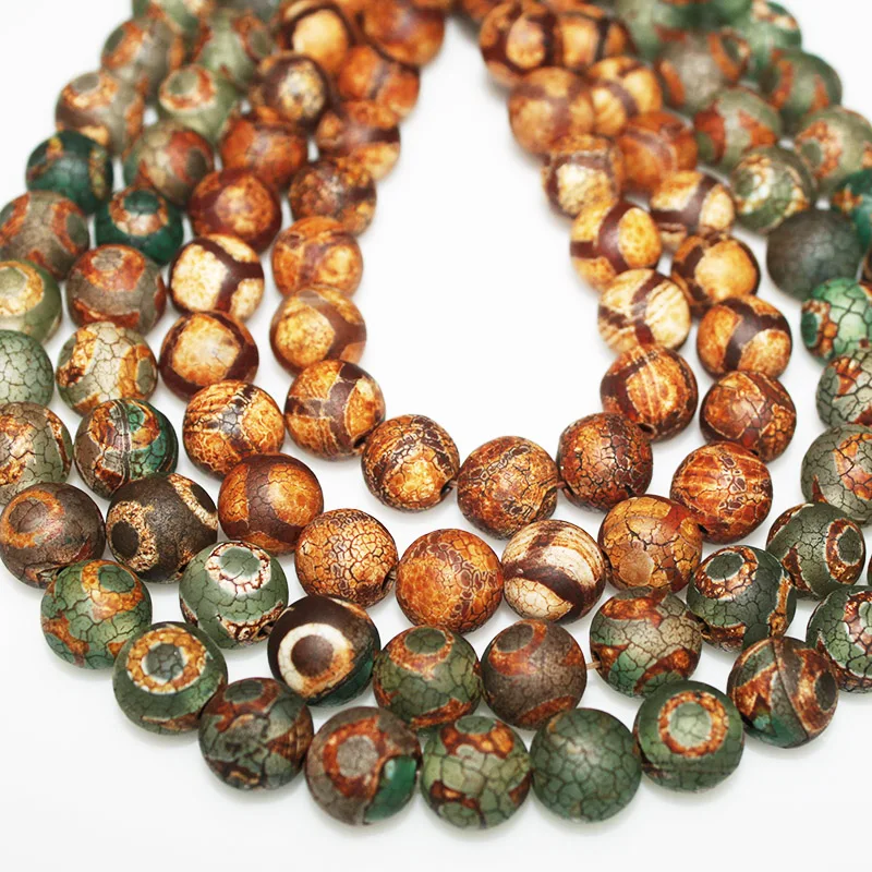 CAMDOE DANLEN Natural Stone Brown Frost Tibetan Dzi Buddha Beads 8 10 12MM Tortoise Shell Loose beads Fit Diy for jewelry Making