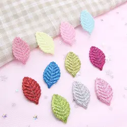 100pcs/lot Glitter Cloth Artificial plant leaf Appliques Patches for garment shoe DIY Headwere Accessory