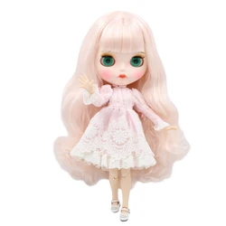 ICY DBS Blyth doll 1/6 BJD white skin joint body pink hair new matte face with eyebrows Lip glossy girl gift toy BL136/2352