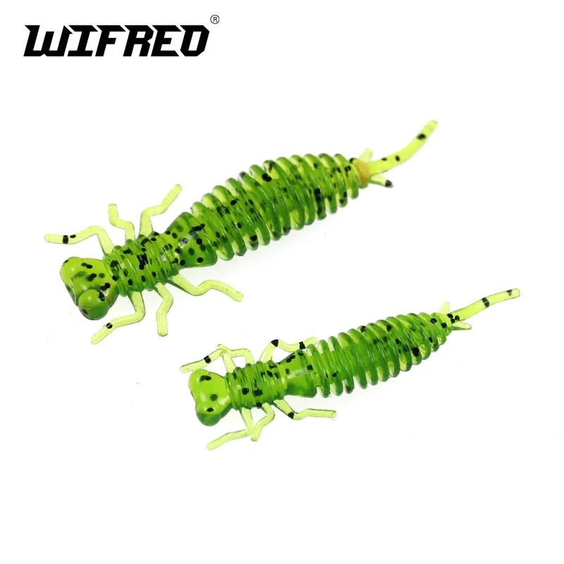 Wifreo 10PCS Soft Lure Larva Dragonfly Nymph Fly for Trout Bass Perch Panfish Fishing Insect Bait Imitatiion Lures