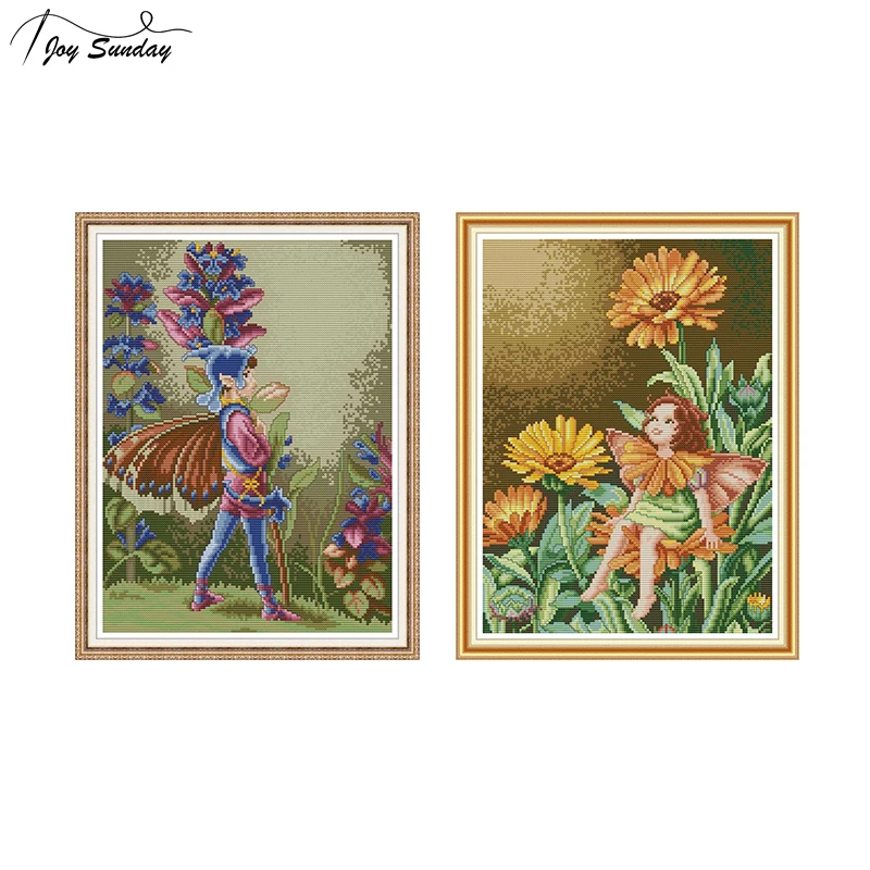 

Joy Sunday Chinese Cross Stitch Butterfly Fairy Patterns Printed Canvas 14ct 11ct Aida Fabric Embroidery Kit DMC DIY Needlework