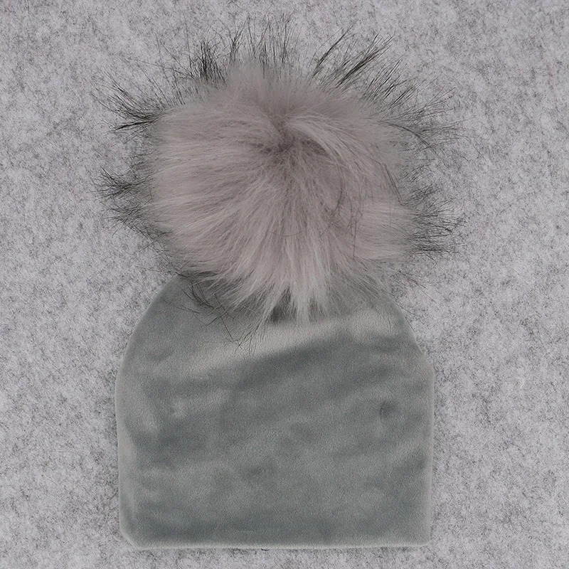 GZHilovingL New Winter Thick Warm Velvet Beanies Hats For Nebworn Baby Boys Girls Soft Cotton Toddler Infant Faux Fur Pompom Hat