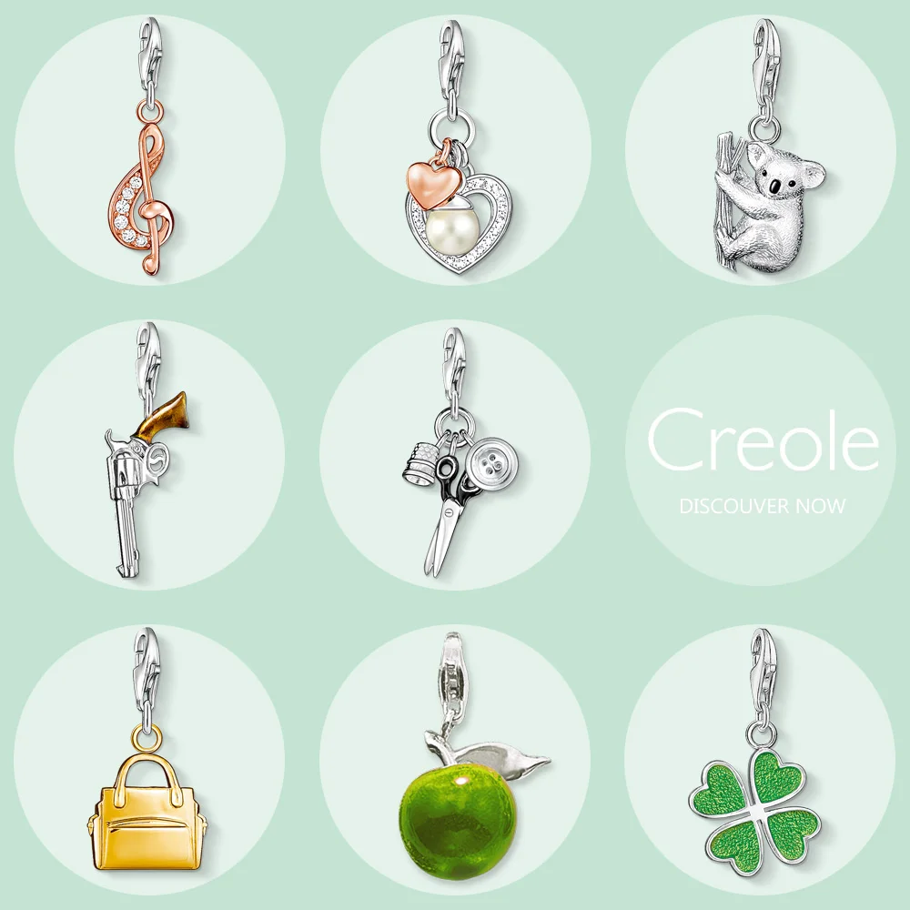 Triple Clef Hearts Koala Revolver herramientas de moda bolsa Apple Clover Charm colgante, 2019 joyería de moda, regalo de Plata de Ley 925