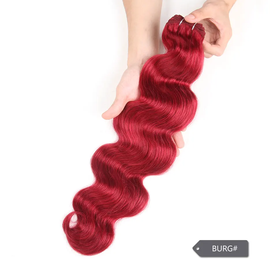 Brasil Tubuh Gelombang 1 Pc Ramping Rambut Menenun Penawaran Warna Merah Madu Rambut Pirang Merah Marun Coklat 99J 100% Remy Manusia ekstensi Rambut