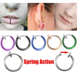 2pcs Stealth Clip On Earrings For Women Men Fake Spring Clip On Nose Clips Ring Hoop Lip Ring Helix Ring Hoop Ear Ring Hoop