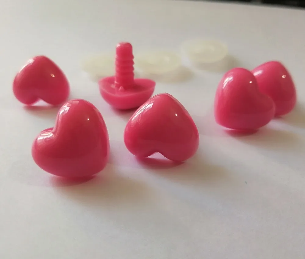 

16x18mm pink heart shape toy nose safety toy nose with hard washer for diy plush doll findings--20pcs/lot