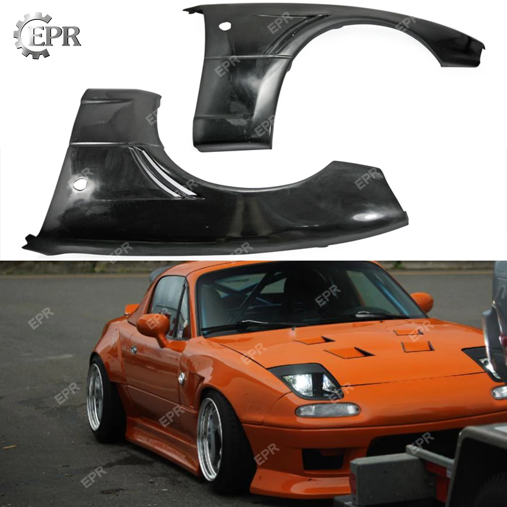 For Mazda MX5 NA6 NA8 Glass Fiber JDM Front Wider Vented Fender +20mm Body Kit Tuning Trim For MX5 FRP Fiberglass Front Fender