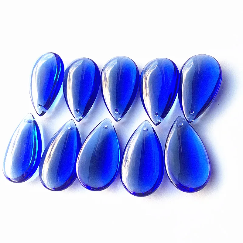 Free Rings 10pcs 38mm Blue Color Glass Chandelier Parts Crystal Raindrop Prisms For Curtain Pendants Garden Hanging Decoration image 2