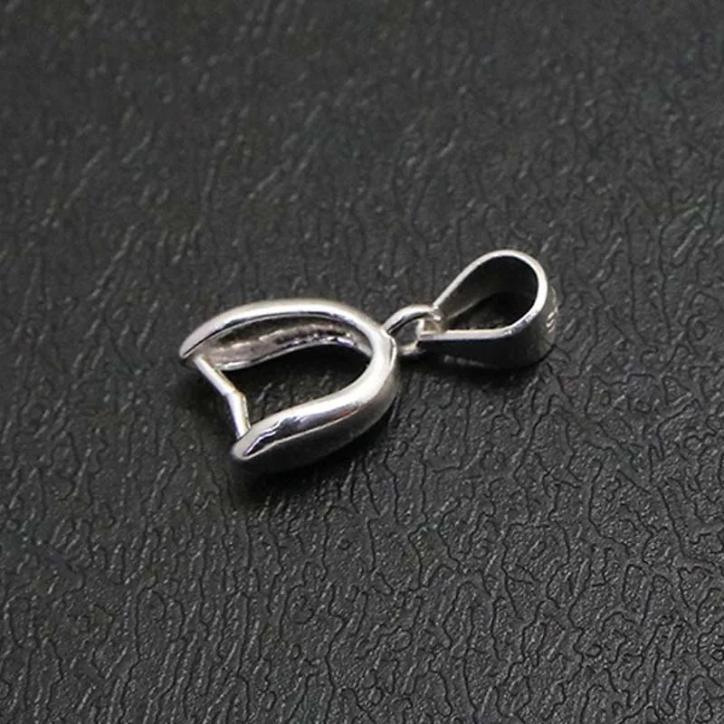 2pcs Genuine Real Pure Solid 925 Sterling Silver Pendant Clip Clasp Pinch Hook Pin Bail Beads Connectors Jewelry Making Findings