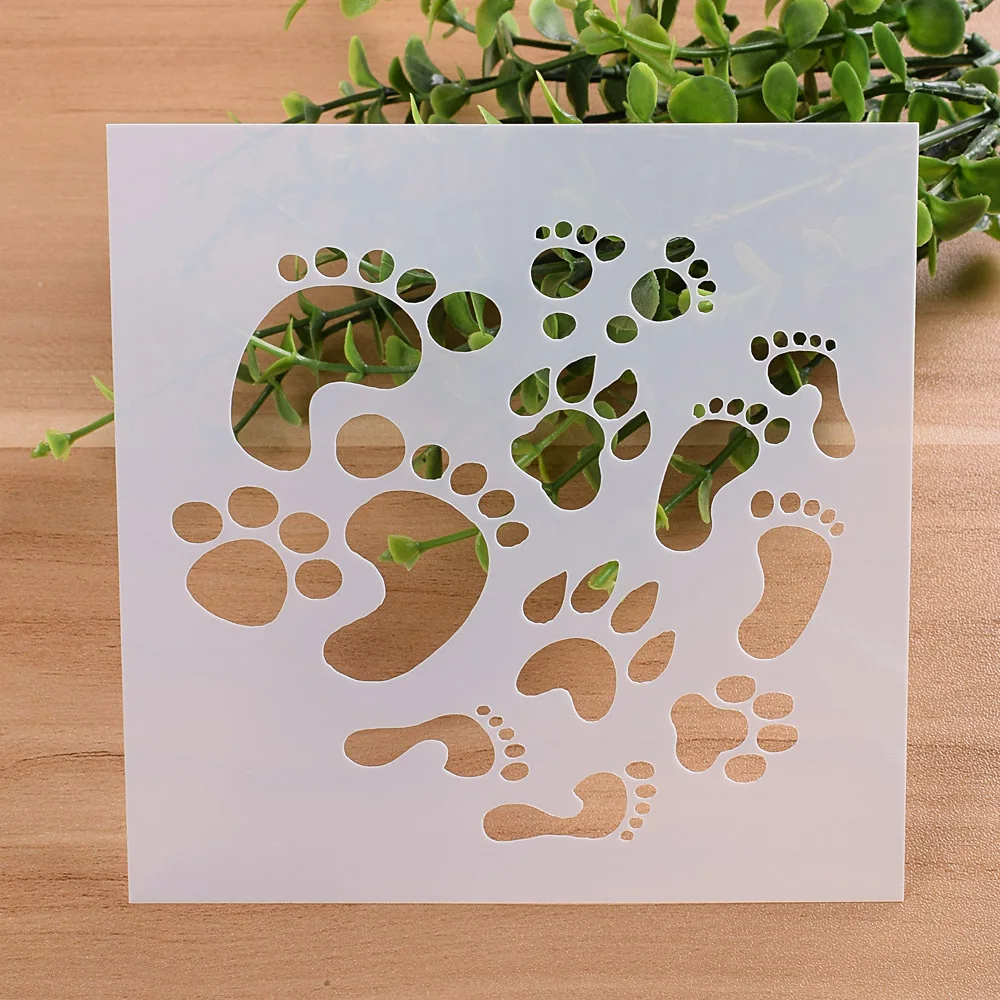 

13cm 5.1" Foot Print DIY Layering Stencils Wall Painting Scrapbook Coloring Embossing Album Decorative Paper Card Template