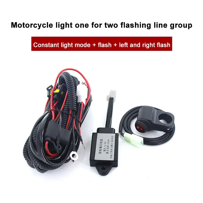 1SET 60W Motorcycle LED Auxiliary Fog Light Assemblie Lamp Headlight+ Flash line group +relay For BMW Mazd Nissan Yamaha Suzuki