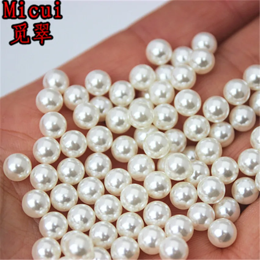 100pcs 4/6/8/10mm No Hole Imitation Pearls Round Glue on Loose Beads Garment Handmade DIY for Jewelry Making Accessories  MC758