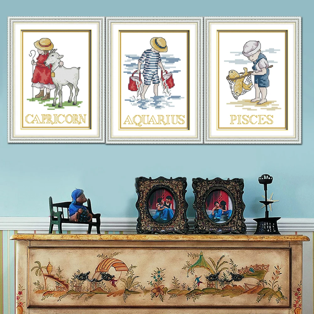 Home Decor, Needlepoint Embroidery, DIY Cross Stitch Kits, Your Gift, Capricorn Aquarius Pisces, C865, C866, C867