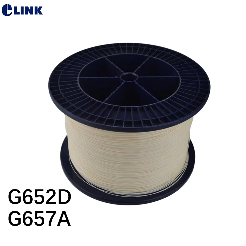 fiber optic cable Tighted 0.9mm G652D G657A 9/125um SM white for fiber pigtails ftth Singlemode wire 2.5km/roll ELINK 2500mtr