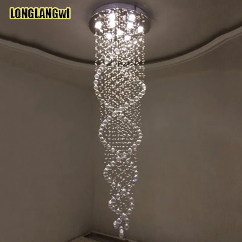 Double helix Modern LED K9 Crystal Chandeliers Lamp Stairs lights chandelier lighting for Living Room