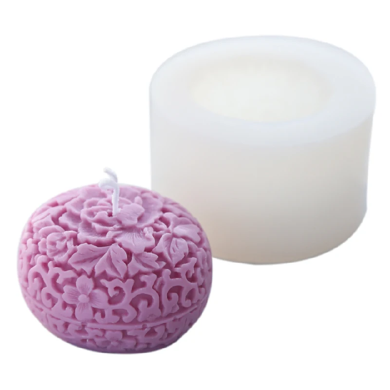 

Embossed Floral 3d Soap Silicone Mould Silicone Ball Shape Mold Aroma Moulds Candle Molds Handmade Moulds DIY Silica Gel PRZY