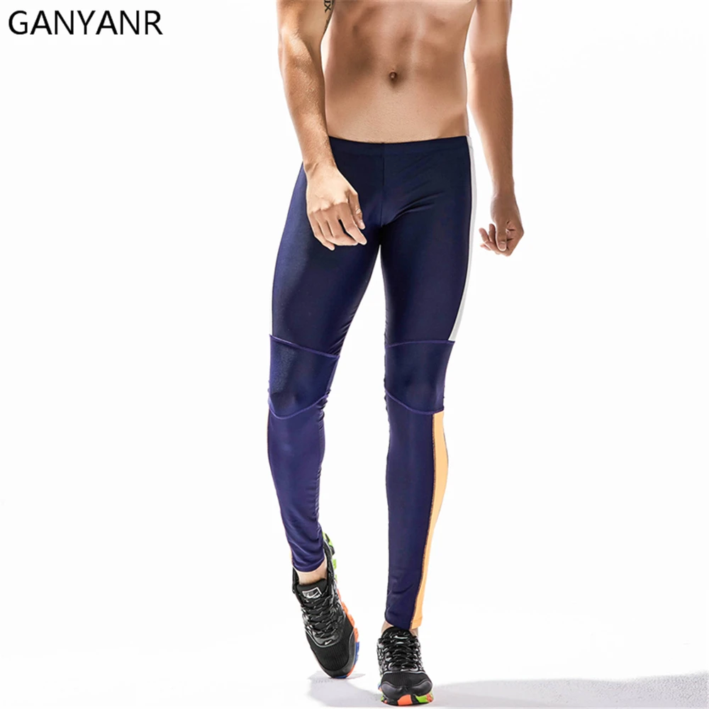 GANYANR Marca In Esecuzione Collant Uomini Pantaloni di Compressione Palestra Leggings Slim Pantaloni Da Ginnastica Asciutto rapido Bodybuilding