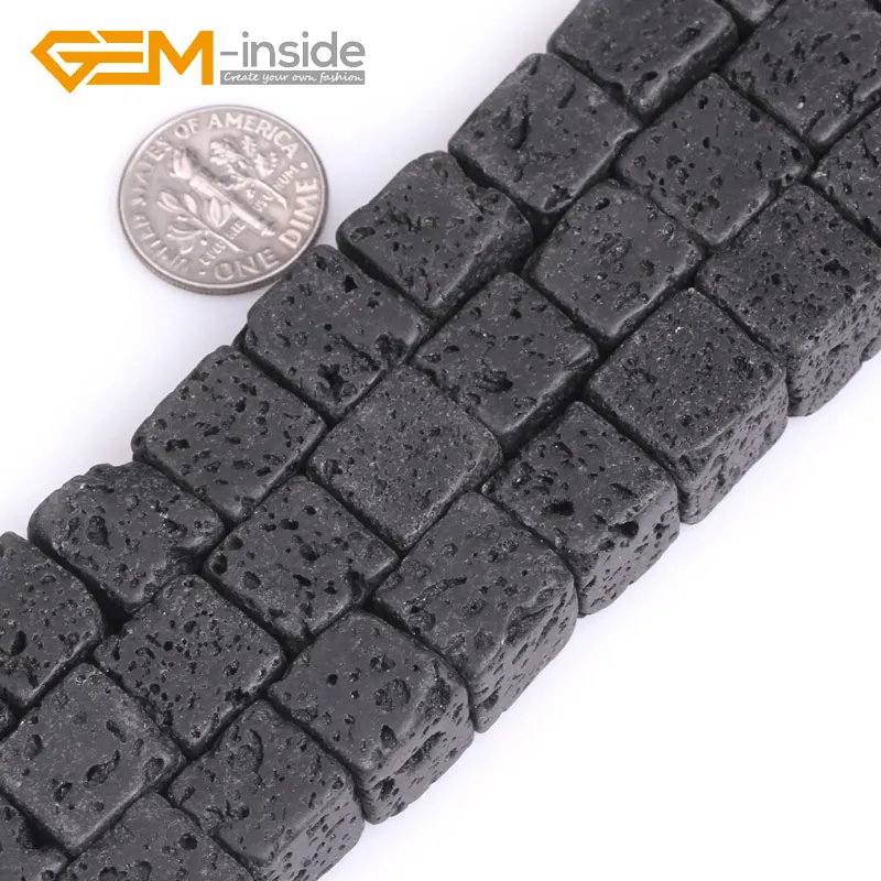 خرز من حجر الحمم البركانية السوداء لصنع المجوهرات ، 15 بوصة ، بكميات كبيرة #2