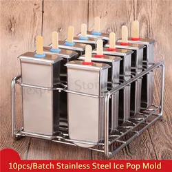 10pcs/Batch DIY Stainless Steel Ice Cream Popsicle Mold Summer Ice Pops Maker Moulds Stick Holders More Options