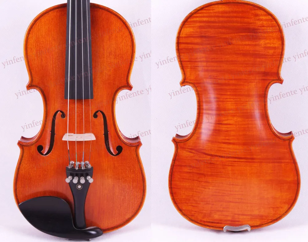 

Free Shipping 4/4 Violin One piece Flame Maple Back Antique Varnish Spruce Master Powerful Sound Pro+