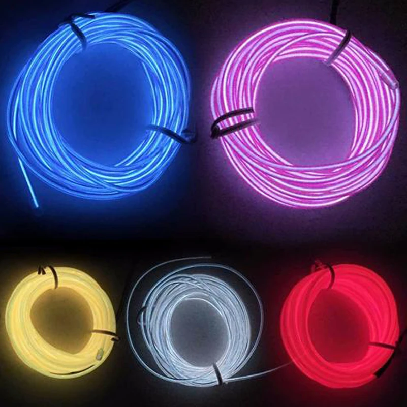 enjoydeal Flexible Neon LED Lights Glowing EL Wire Strip Tube Waterproof  Light Glow EL Wire Car Dance Party Decoration 10 Color