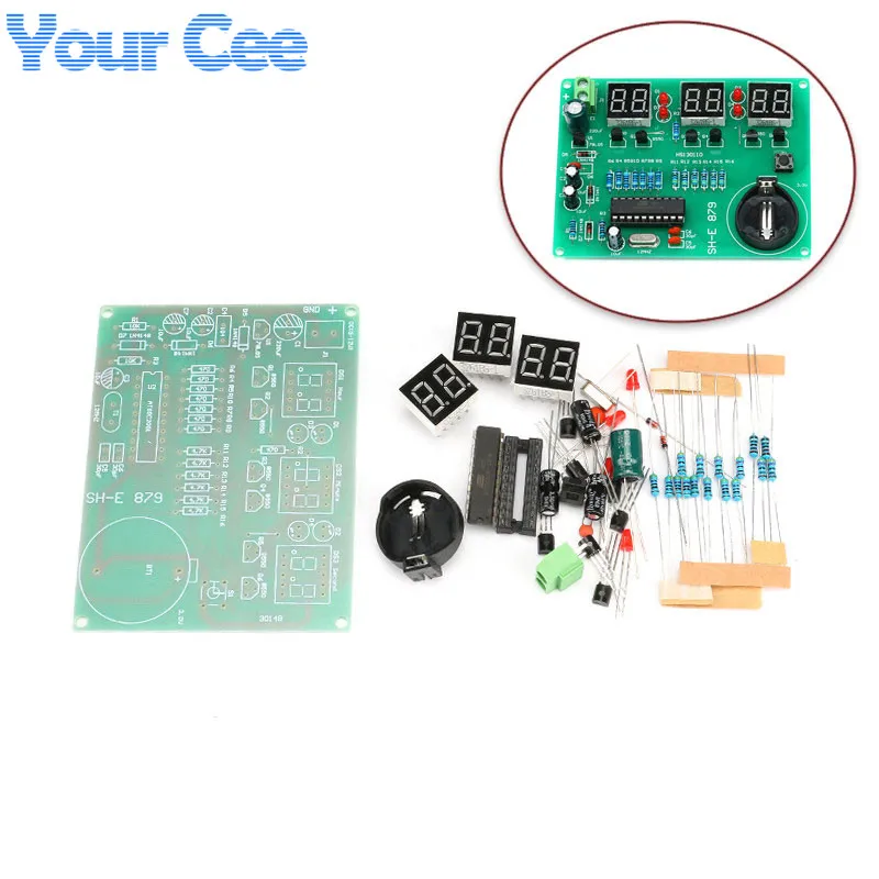 DIY 키트 AT89C2051 전자 시계 디지털 튜브 LED 디스플레이 세트, 전자 모듈 부품 및 구성 요소 DC 9V - 12V