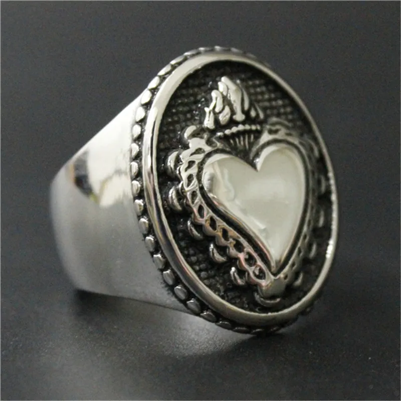 1pc Polishing Love Heart Ring 316L Stainless Steel Punk Style Lovers Ring