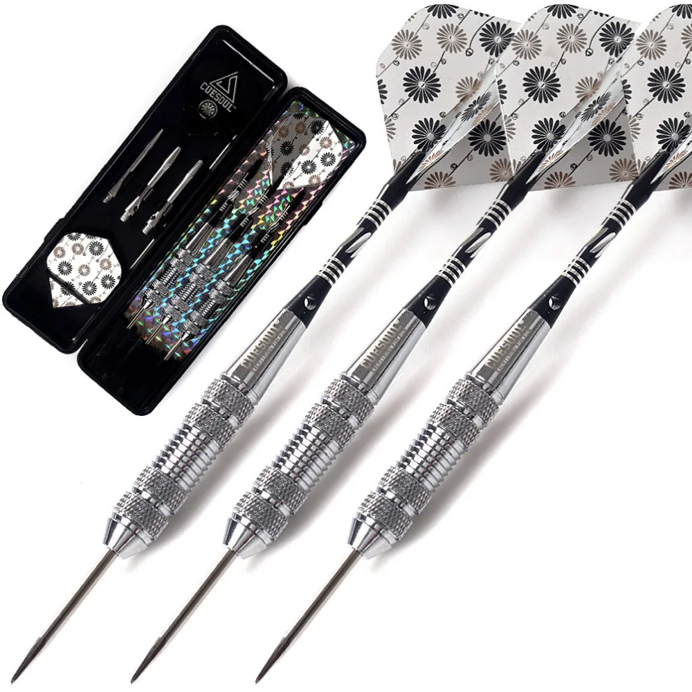 

Cuesoul New 21-Gram Steel Tip Darts 3 Complete Darts with Aluminum and Stainless Shafts & White Flights & Slim Case