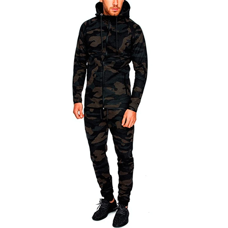 2024 New Spring Men Track Suit Fashion Hoodies Sweatshirt Camouflage Sportswear Set Autumn Jackets Pants Tracksuit Men MY056