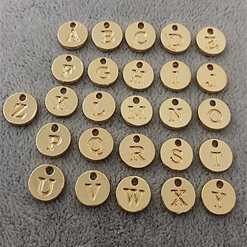 5sets 130pcs letters bracelet charms Stamp Initial A-Z single Disc Pendant alphabet Pendent charms Beads Charm DIY Jewelry