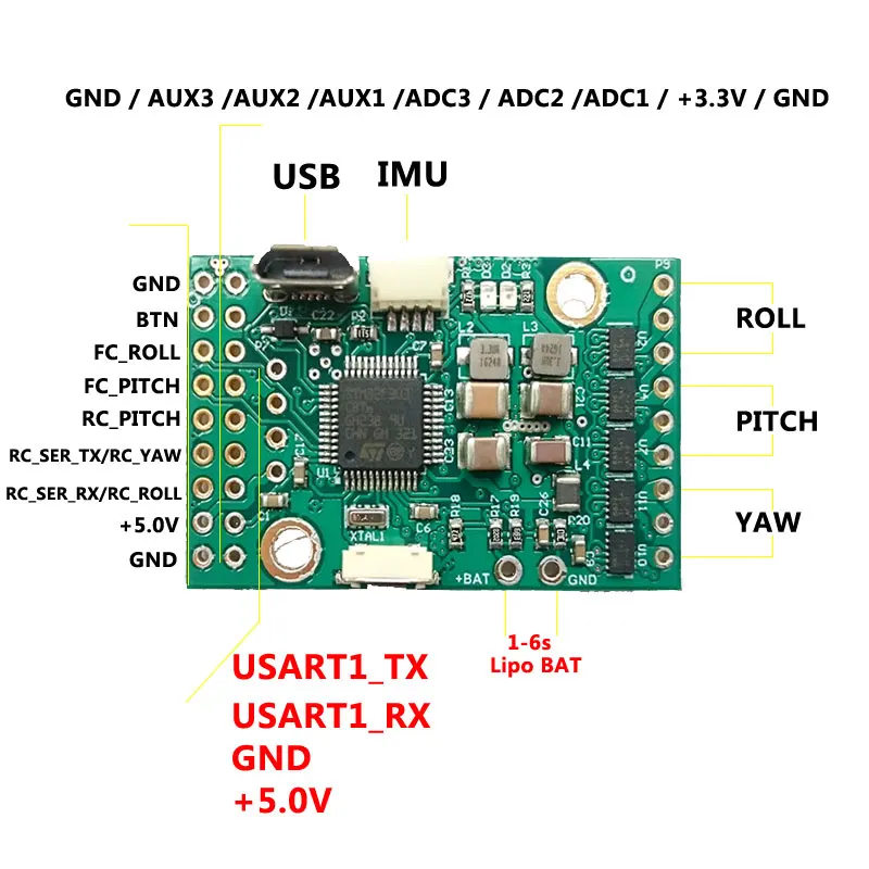 BaseCam SimpleBGC 32-bit Tiny I2C 2-IMU Set Revision B Alexmos 3 axis gimbal controller small encoder nacelle controller PCB