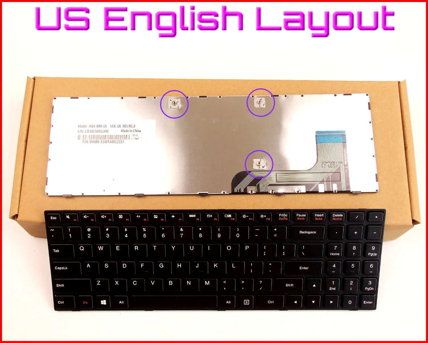 New Keyboard US English Version for Lenovo Ideapad 100-15 100-15IBY 100-15IB B50-10 PK131ER1A05 5N20h52634 9z. Laptop