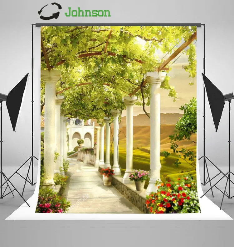 

Column Gazebo Flower Leaves Photography Backgrounds polyester or Vinyl cloth High quality Computer print scenic backdrops