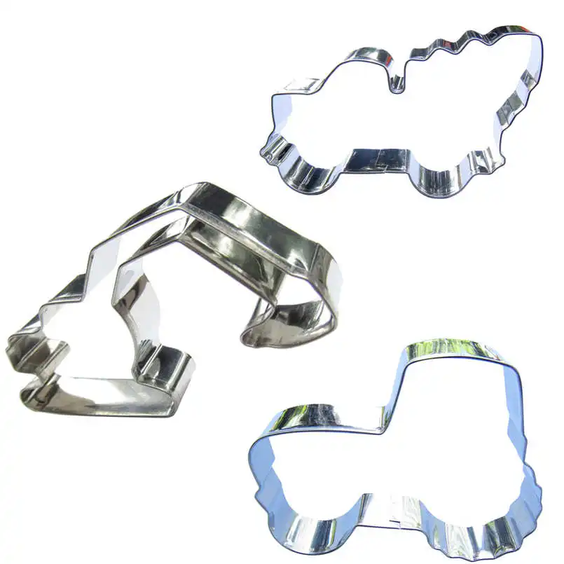 Excavators, Tractors, Cement trucks shapes 3  pieces biscuit cutting molds, baking tools, cake decorating soft candy tools.