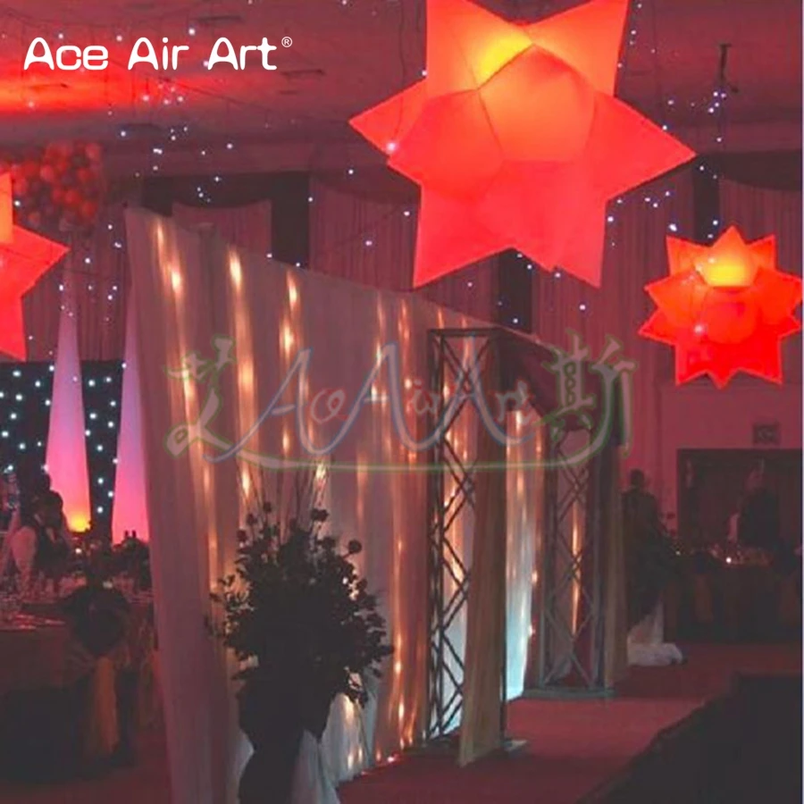 2m Diameter Bold Stars Inflatable Arcturus Star Unique Shaped Star Balloon with LED Lights for Concert and Stage