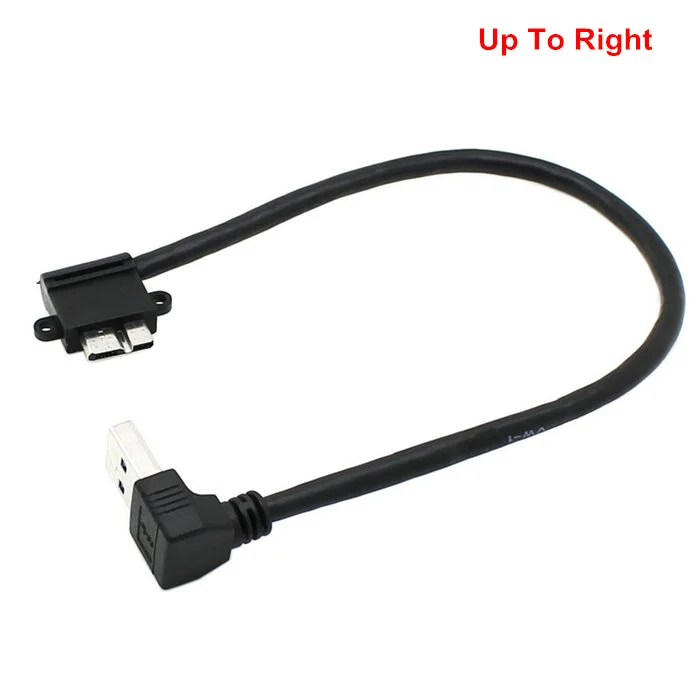 20cm up & Down/Left & Right Angled USB 3.0 to Micro 10Pin Cable Hard Disk SSD Adapter Right Angle Cable for Data Transfer