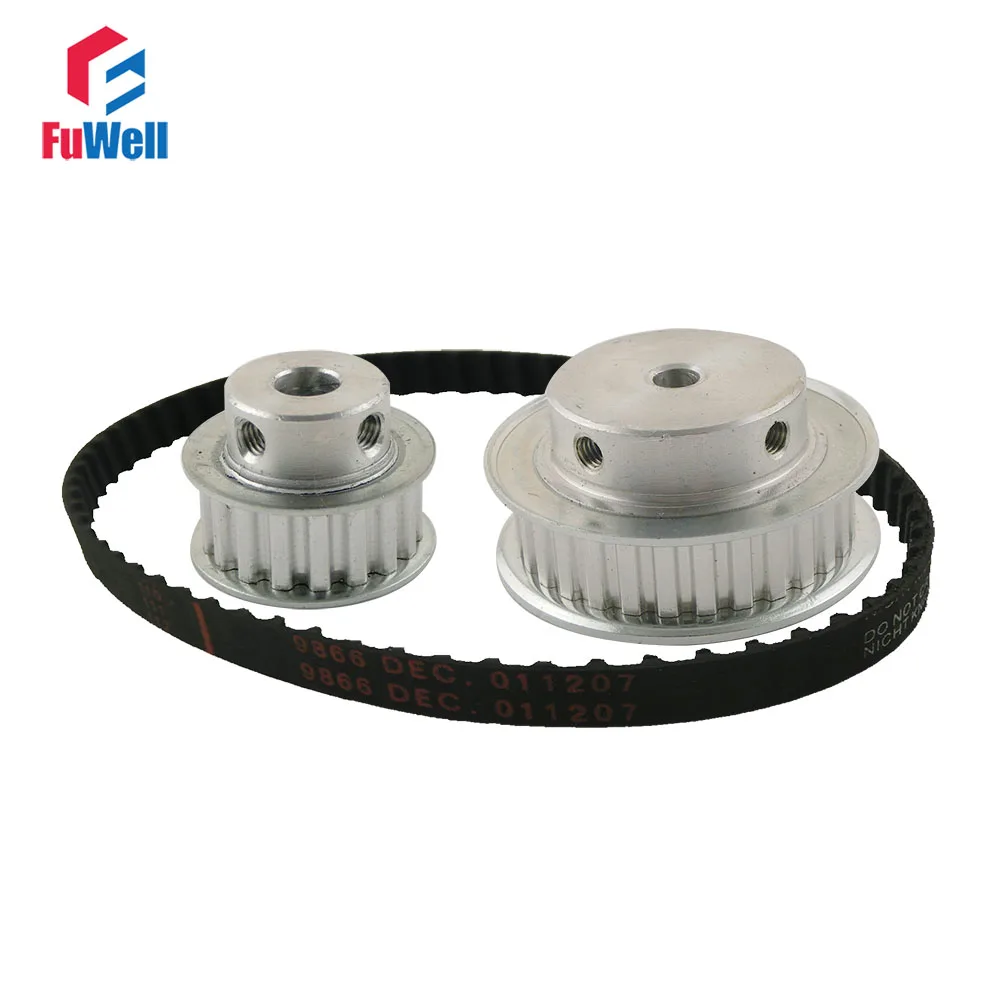 XL Reduction Ratio 1:2/2:1 15Teeth 30Teeth  Timing Pulley Gear Kit Set Shaft Center Distance 100mm 124XL Belt Timing Belt Pulley