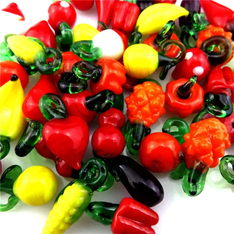 5pcs Hot Pepper Glass Charms DIY Jewelry Making Supplies Vegetables Plant Food Shape Pendant Charms 21879