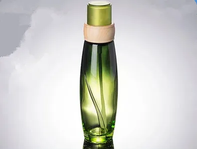 wholesale 100pcs 100ML green glass bottle, green plant series, cosmetic packaging,Emulsion bottle