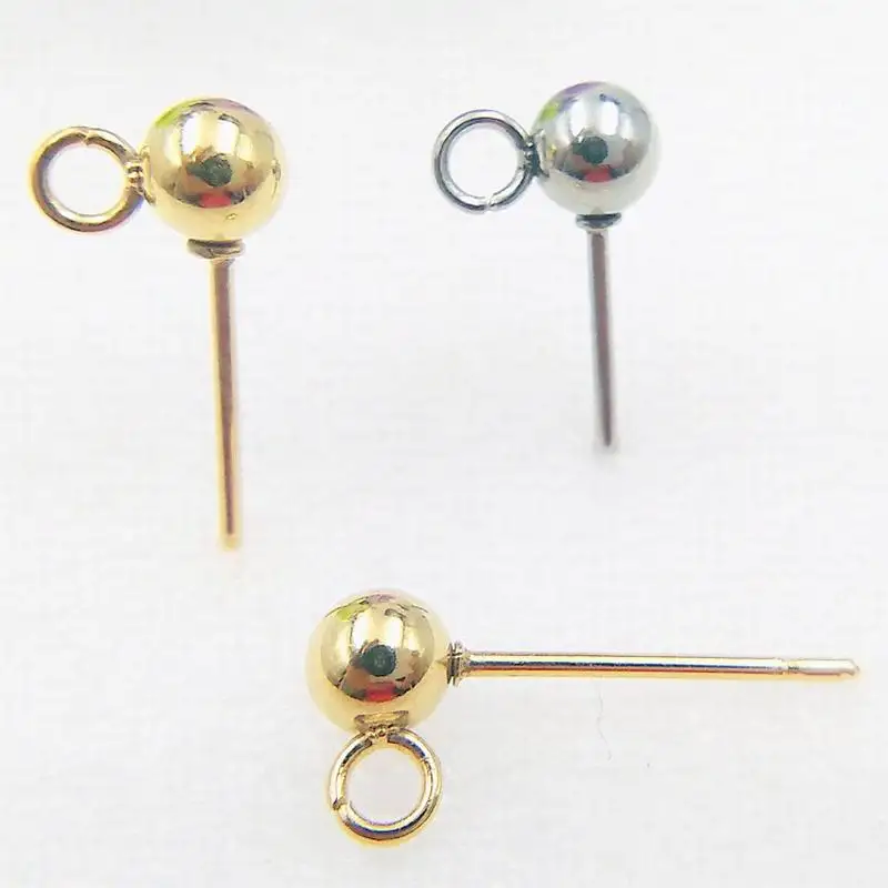 200PCS/lot Stainless Steel Ball Shape Earrings Finding For Jewelry Making DIY Ear Pin Earring Component