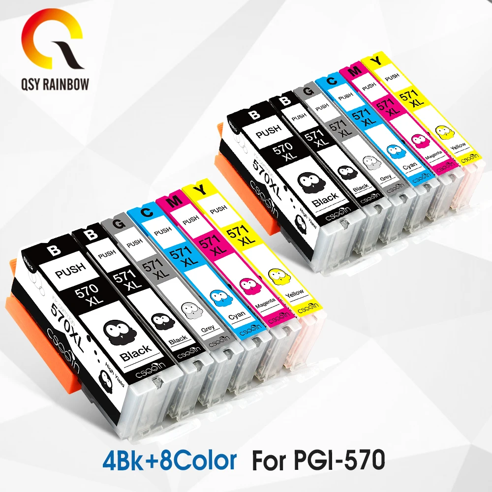 2Sets  6 color PGI 570 CLI 571 PGI-570BK compatible ink cartridge for canon PIXMA MG7750 MG7751 MG7752 MG7753 TS8050 TS8051